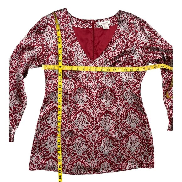 Sundance 100% Silk Red Floral Blouse Size 10 – Boho Luxe V-Neck Long Sleeve Top - Picture 10 of 10